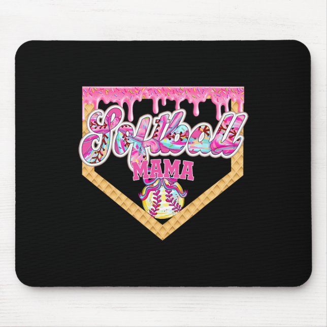 Softball Mama Drip Softball Ice Cream Drip Softbal Mouse Pad (Front)