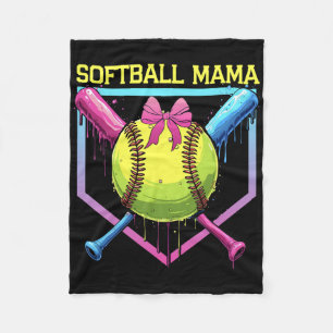 Softball Mama Home Plate Drip Coquette Bow Women S Fleece Blanket