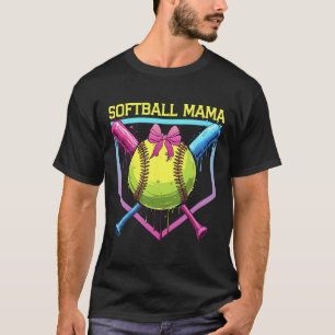 Softball Mama Home Plate Drip Coquette Bow Women S T-Shirt