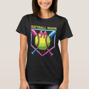 Softball Mama Home Plate Drip Coquette Bow Women S T-Shirt