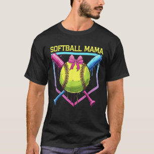 Softball Mama Home Plate Drip Coquette Bow Women S T-Shirt
