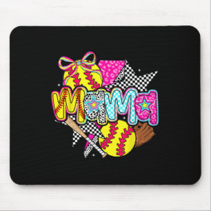 Softball Mama Mum Softball Game Day Vibes Mother's Mouse Pad