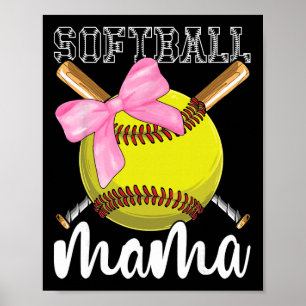 Softball Mama Softball Coquette Bow Poster