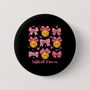 Softball Mama Softball Coquette Bow Softball Mom M 6 Cm Round Badge