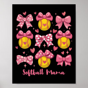 Softball Mama Softball Coquette Bow Softball Mom M Poster
