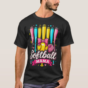 Softball Mama Softball Coquette Bow Softball  T-Shirt