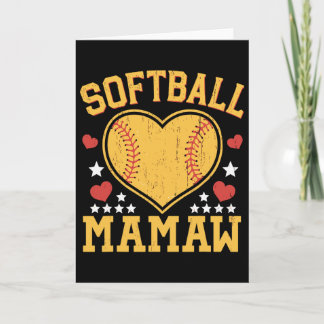 Softball Mamaw Funny Softball Love Heart  Card