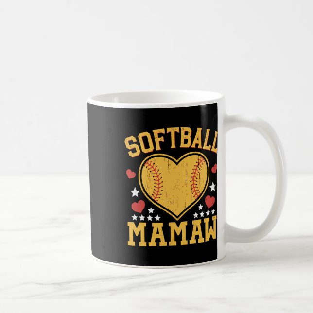 Softball Mamaw Funny Softball Love Heart  Coffee Mug (Right)
