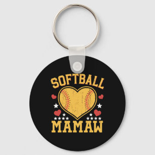 Softball Mamaw Funny Softball Love Heart Key Ring