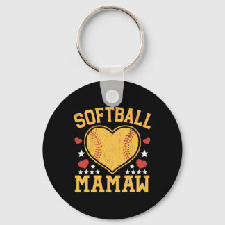Softball Mamaw Funny Softball Love Heart  Key Ring