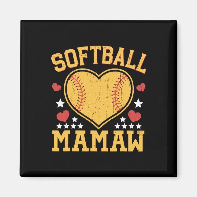 Softball Mamaw Funny Softball Love Heart  Magnet (Front)