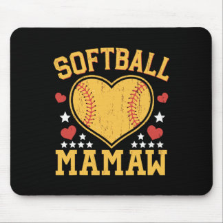 Softball Mamaw Funny Softball Love Heart  Mouse Pad