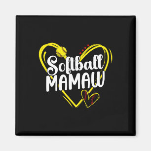 Softball Mamaw Heart Mamaw Of A Softball Player Ma Magnet