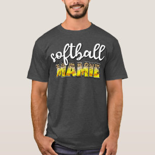 Softball Mamie Cheetah Pattern Grandma or Mum T-Shirt