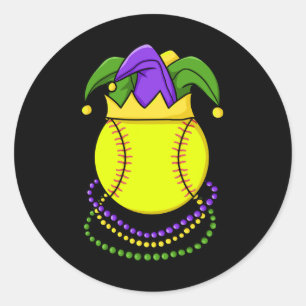 Softball Mardi Gras Carnival Themed Golfing Tourna Classic Round Sticker