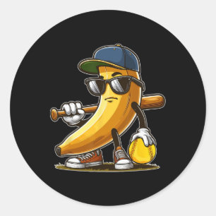 Softball Matching Player Fan Vegan Costume Banana  Classic Round Sticker