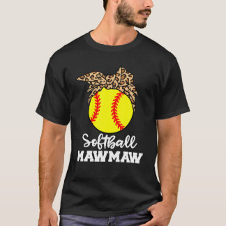 Softball Mawmaw Funny Softball Player Leopard Maw T-Shirt