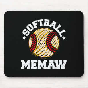 Softball Memaw Distressed Vintage Funny Grandma Ga Mouse Pad