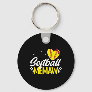 Softball Memaw Heart Grandma Memaw Of A Softball P Key Ring