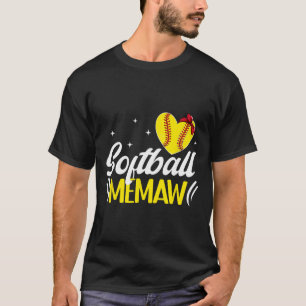 Softball Memaw Heart Grandma Memaw Of A Softball P T-Shirt