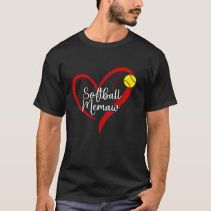 Softball Memaw Heart Memaw Of A Softball Player Me T-Shirt