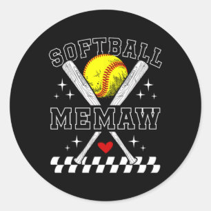 Softball Memaw Of A Softball Player Memaw _1 Classic Round Sticker