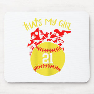 Softball Messy Bun That's My Girl #21 Mom Or Dad X Mouse Pad