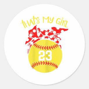 Softball Messy Bun That's My Girl #23 Mom Or Dad X Classic Round Sticker