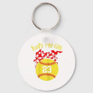 Softball Messy Bun That's My Girl #23 Mom Or Dad X Key Ring