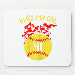 Softball Messy Bun That's My Girl #41 Mom Or Dad X Mouse Pad