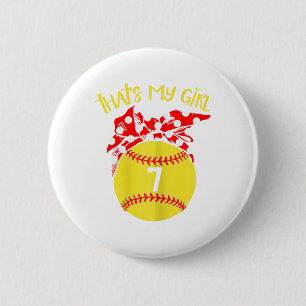 Softball Messy Bun That's My Girl #7 Mom Or Dad Xm 6 Cm Round Badge