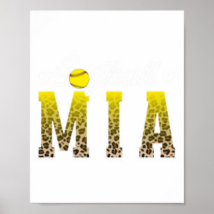 Softball Mia Leopard Grandma Mia Of A Softball Pla Poster