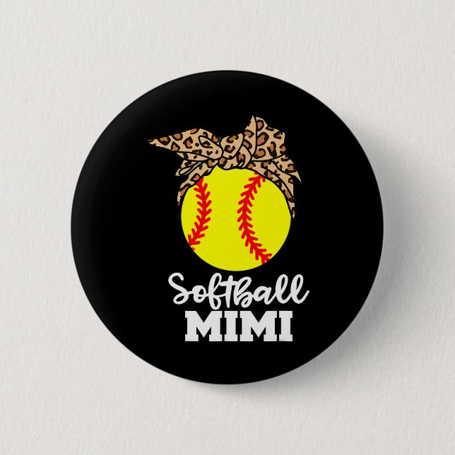 Softball Mimi Funny Leopard Mimi  6 Cm Round Badge (Front)