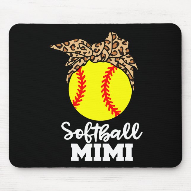 Softball Mimi Funny Leopard Mimi  Mouse Pad (Front)