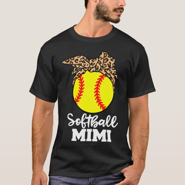 Softball Mimi Funny Leopard Mimi  T-Shirt (Front)