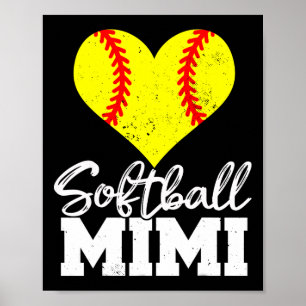 Softball Mimi Heart Funny Heartfelt Love Softball Poster