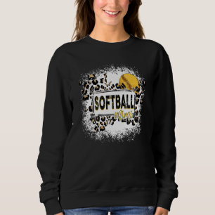 Softball Mimi leopard bleached softball game day Sweatshirt