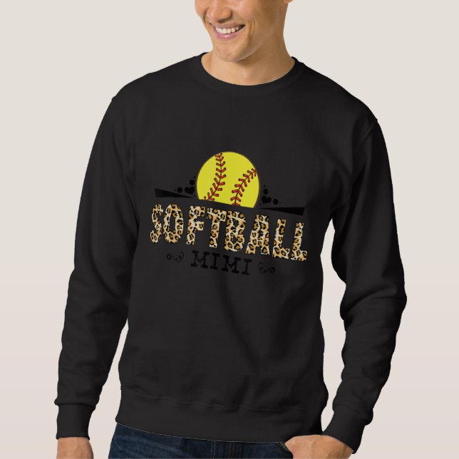 Softball Mimi Leopard Pattern Motheru2019s Day Sweatshirt (Front)