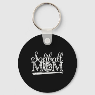 Softball Mom #42 Jersey Favorite Player Shirt Moth Key Ring
