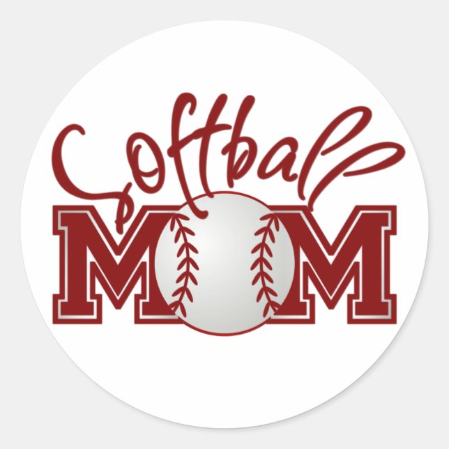 Softball MOM Classic Round Sticker (Front)
