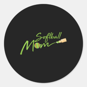 Softball Mom Cool Sport Fan Player Proud Mama Momm Classic Round Sticker