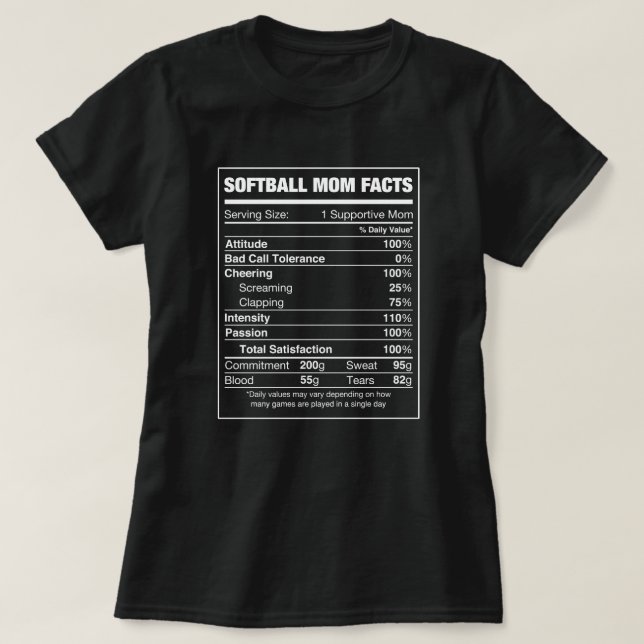 Softball mom facts T-Shirt (Design Front)