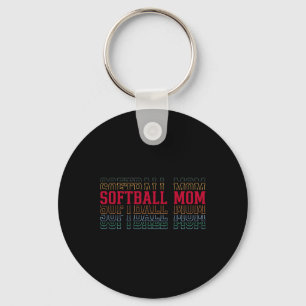 Softball Mom Funny Layered Text Mother Mama Coach Key Ring