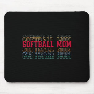 Softball Mom Funny Layered Text Mother Mama Coach Mouse Pad