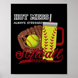 Softball Mom Game Day Vibes Mothers Day Women Soft Poster