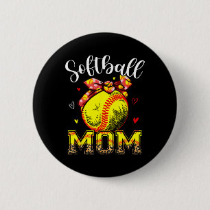 Softball Mom Headband Leopard Softball Ball Mother 6 Cm Round Badge