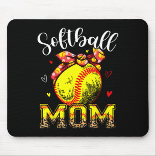 Softball Mom Headband Leopard Softball Ball Mother Mouse Pad