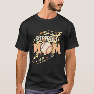 Softball Mom Leopard Baseball Sports Lovers Mother T-Shirt