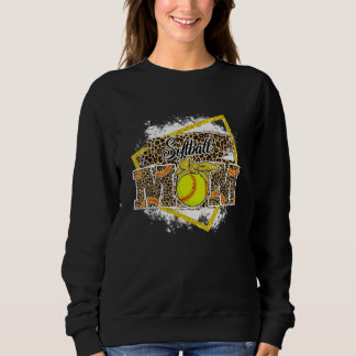 Softball Mom Leopard Bleached Family Matching Sweatshirt