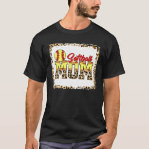 Softball Mom Leopard Bleached Mom Mama Mother's Da T-Shirt
